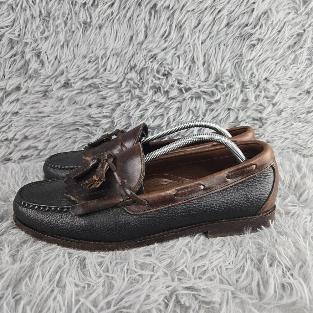 Allen Edmonds Mens 11 B Black Brown Nashua‎ Kiltie Tassel Loafers 42250